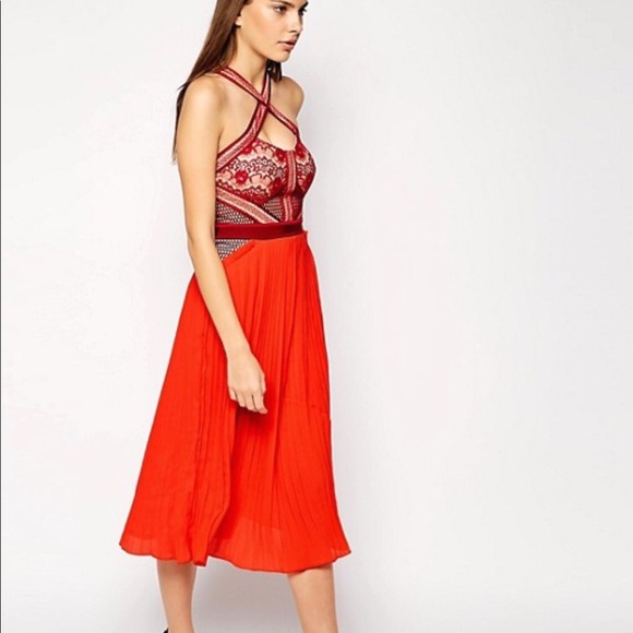 three floor red dress